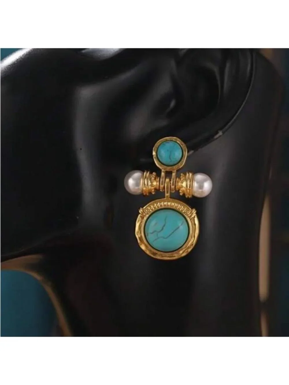 Gold and Turquoise Earrings Q424